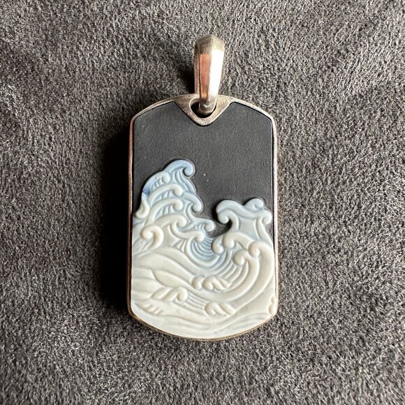 David Yurman Waves Dog Tag Pendant with White Agate - Picture 6 of 13